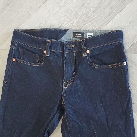Volcom Vorta Slim Straight Dark Wash Jeans, Size 28 - Picture 2 of 7